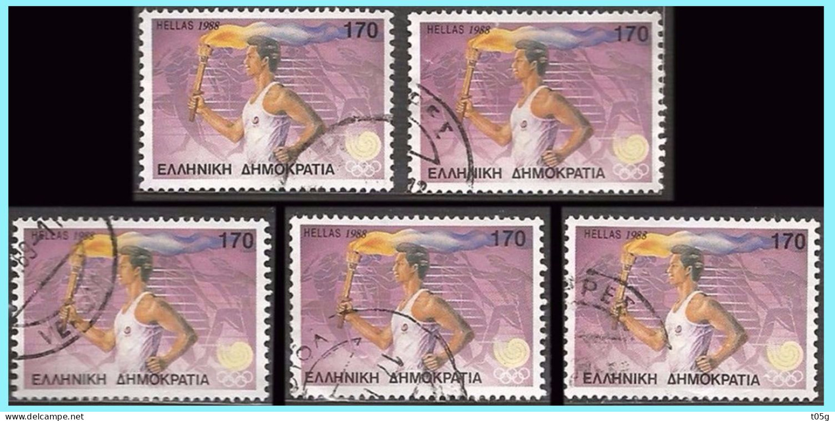 GREECE- GRECE-HELLAS 1988: Five Stamps In 170drx Olympic Cames Seoul Used - Usados