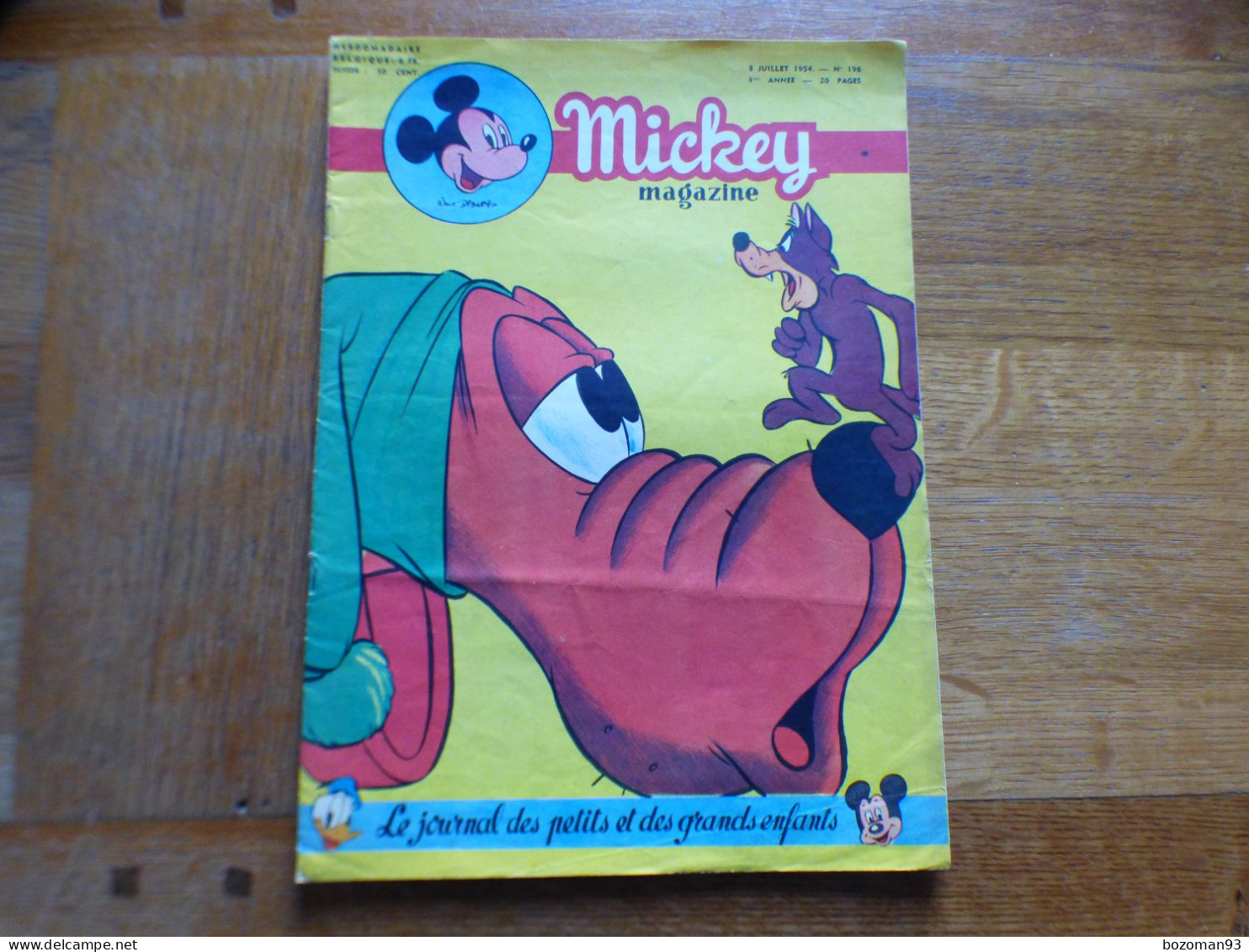 JOURNAL MICKEY BELGE  N° 196 Du 08/07/1954 COVER  PLUTO+ L'EPEE ET LA ROSE - Journal De Mickey