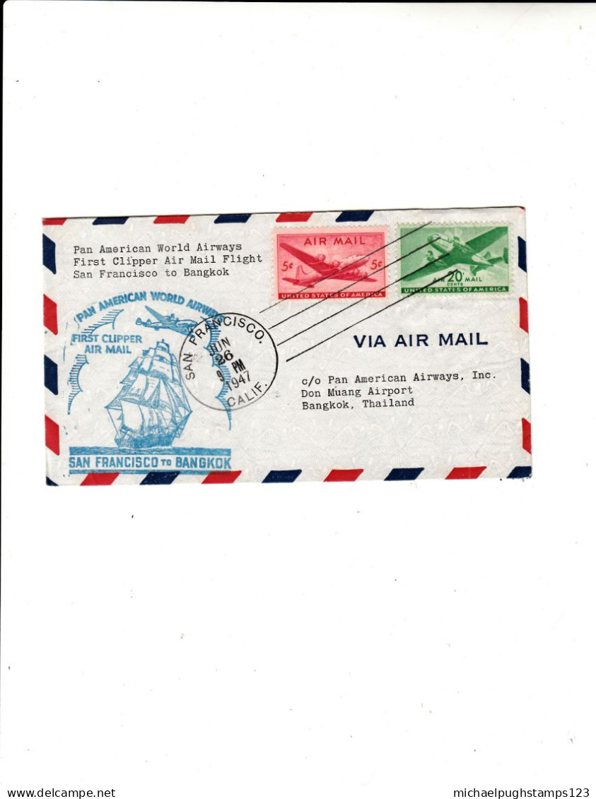 U.S. / Airmail / First Clipper Flights / Thailand - Altri & Non Classificati