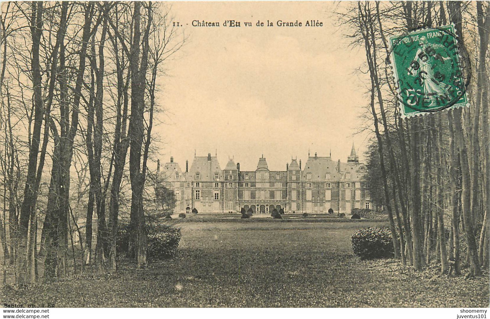 CPA Château D'Eu Vu De La Grande Allée-Timbre    L1095 - Eu