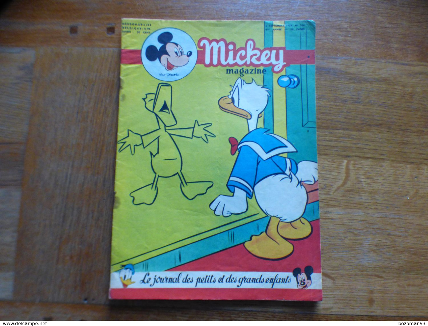 JOURNAL MICKEY BELGE  N° 204 Du 02/09/1954 COVER  DONALD + L'EPEE ET LA ROSE - Journal De Mickey