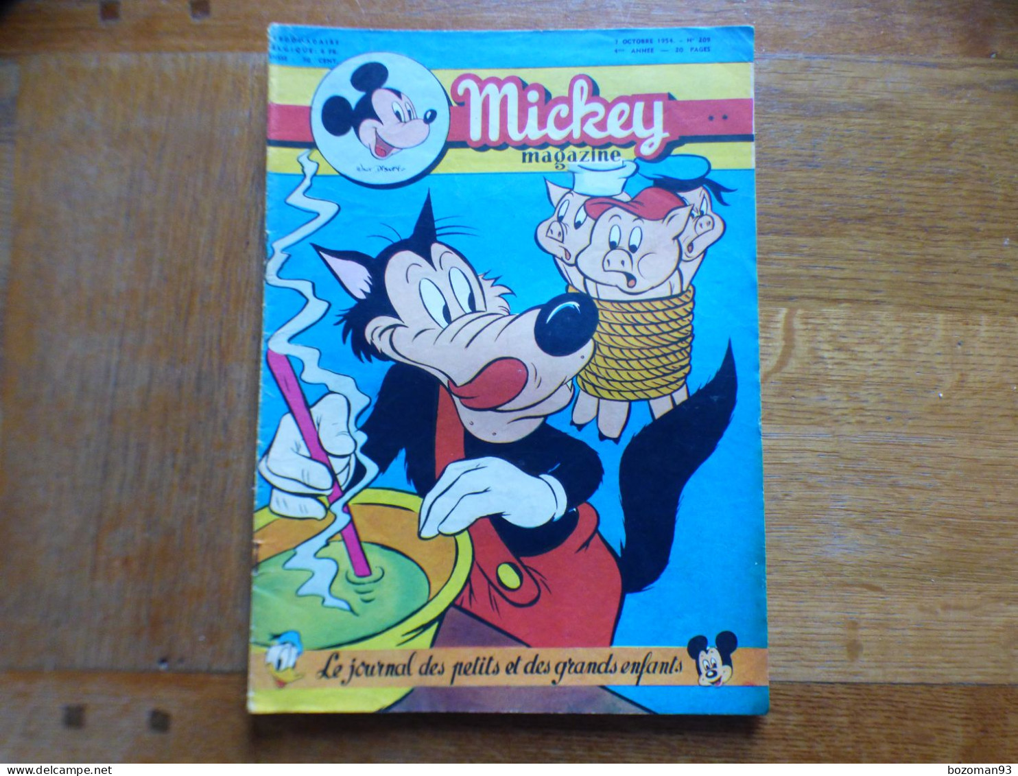 JOURNAL MICKEY BELGE  N° 209 Du 07/10/1954 COVER LE GRAND MECHANT LOUP ET LES 3 PETITS COCHONS + BEN ET MOI - Journal De Mickey