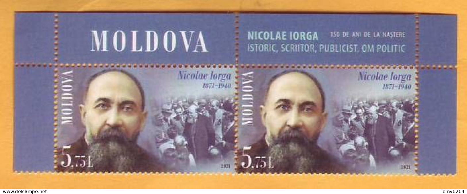 2021 Moldova Moldavie  Sheet 150  Nicolae Iorga - Politician, Writer, Public Figure, Romania 2v Mint - Moldavie