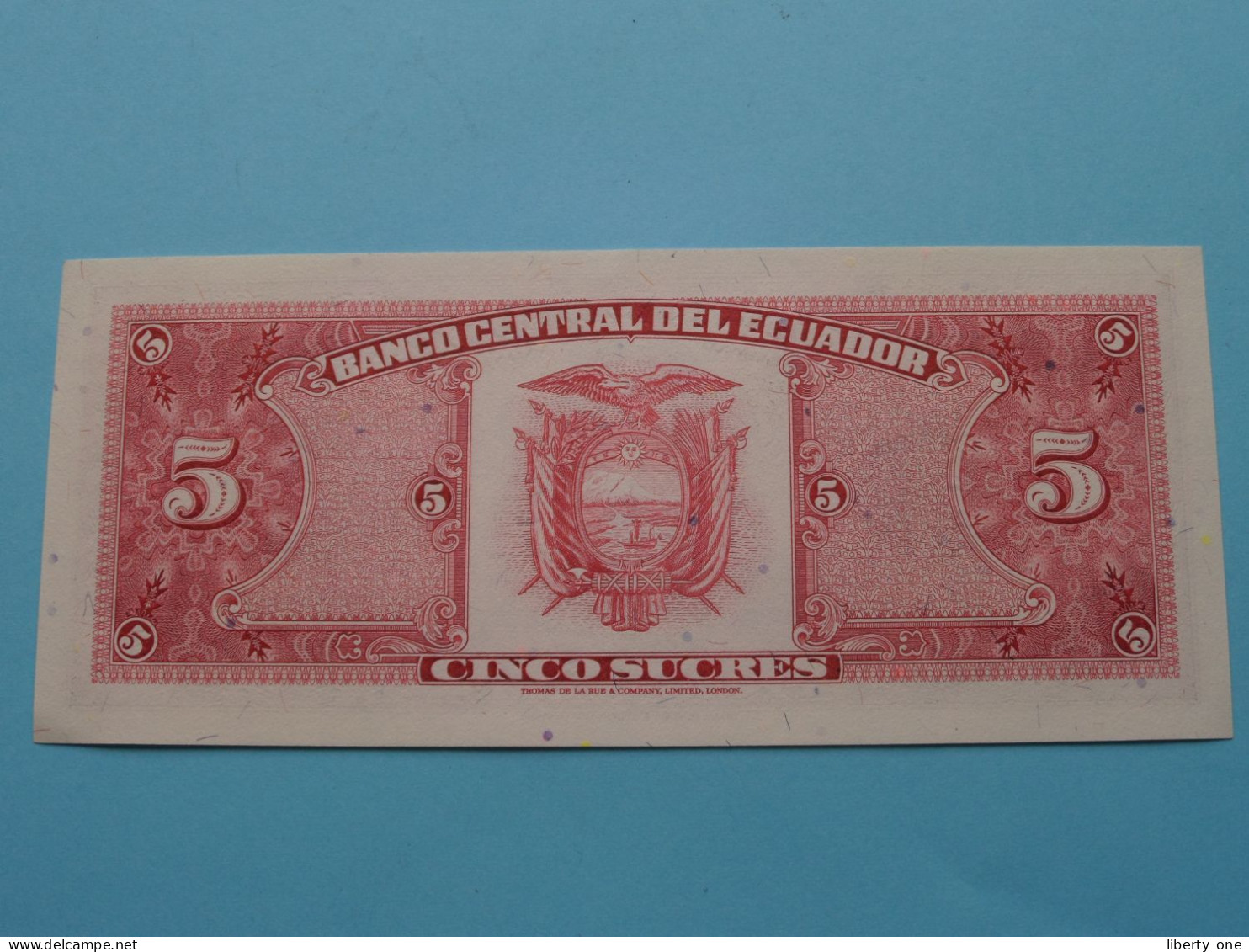 5 - Cinco Sucres ( 06953803 ) Serie IC - 1988 Ecuador ( For Grade, Please See Photo ) UNC ! - Ecuador