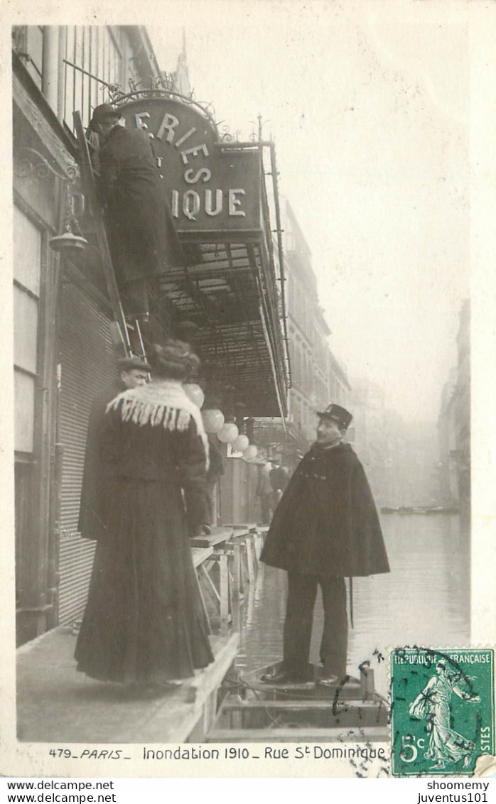 CPA Paris-Inondation-Rue St.Dominique-Timbre      L1770 - Paris Flood, 1910