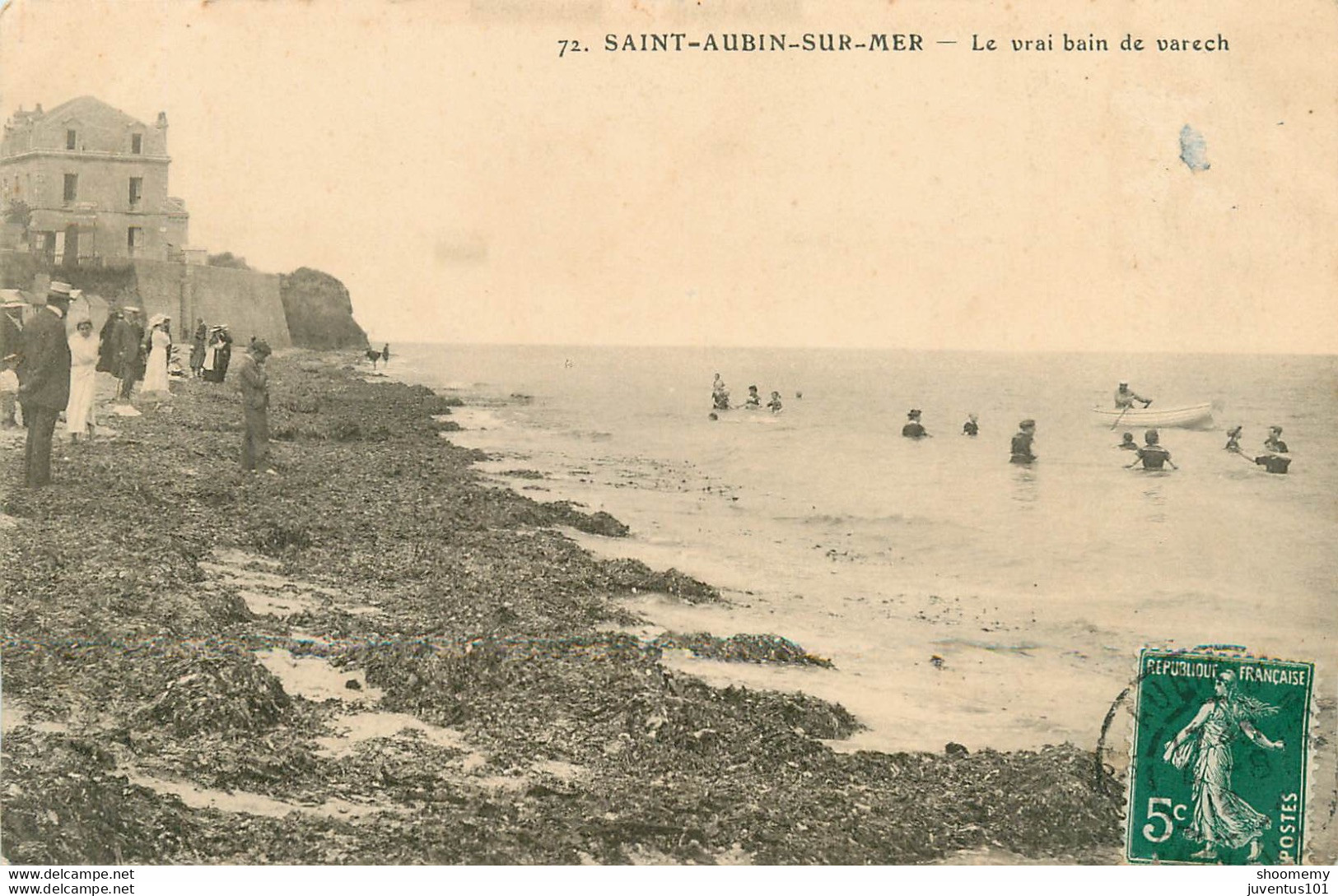 CPA Saint Aubin Sur Mer-Le Vrai Bain De Varech-Timbre    L1402 - Saint Aubin