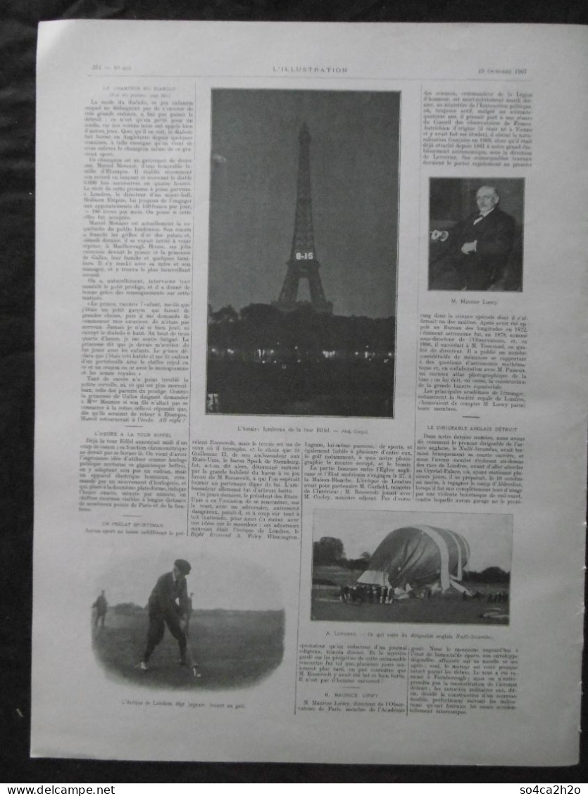 L'ILLUSTRATION N°3373 19/10/1907 Joseph Rouletabille, Reporter; Le Sultan Du Maroc à Rabat; L'heure à La Tour Eiffel - Sonstige & Ohne Zuordnung