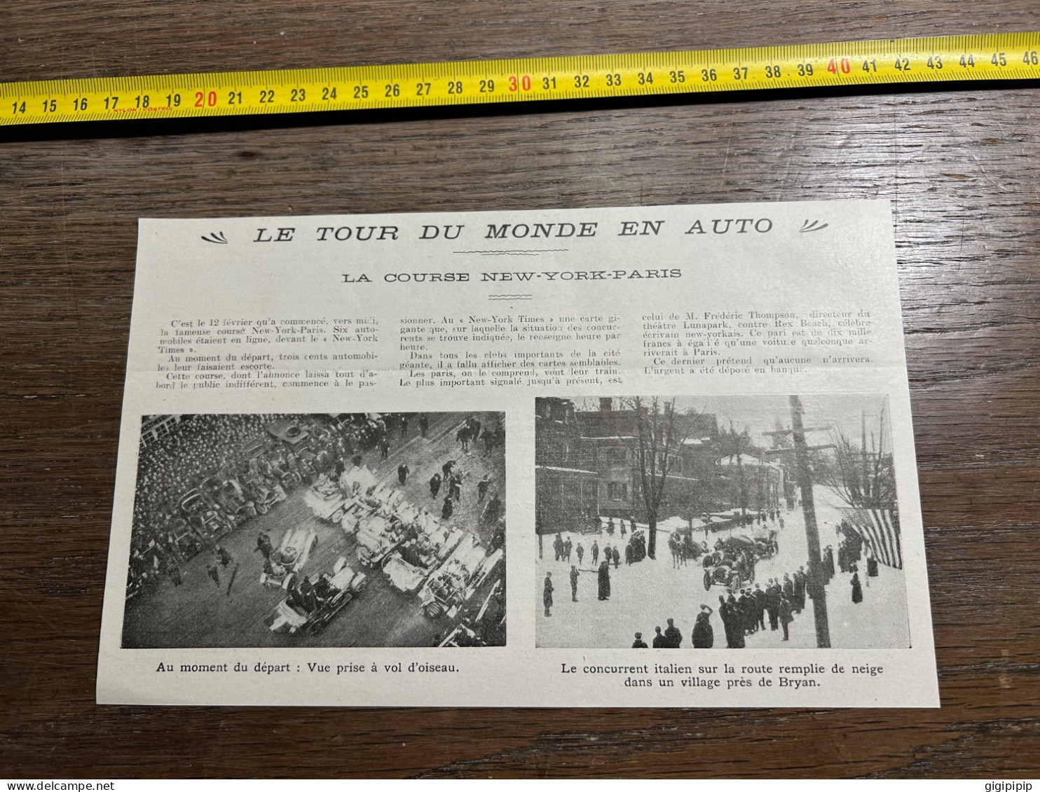 1908 PATI TOUR DU MONDE EN AUTO COURSE NEW-YORK PARIS Bryan Frederic Thompson Rex Beach - Colecciones