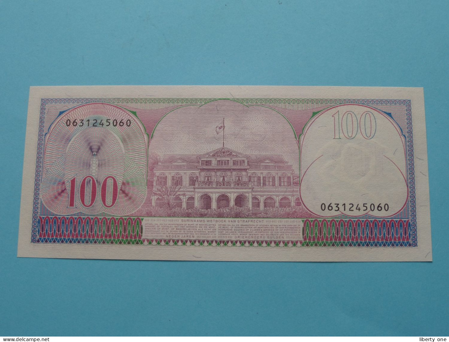 100 Gulden (0631245060) 1 November 1985 > Centrale Bank Van Suriname ( For Grade, Please See Photo ) UNC ! - Surinam