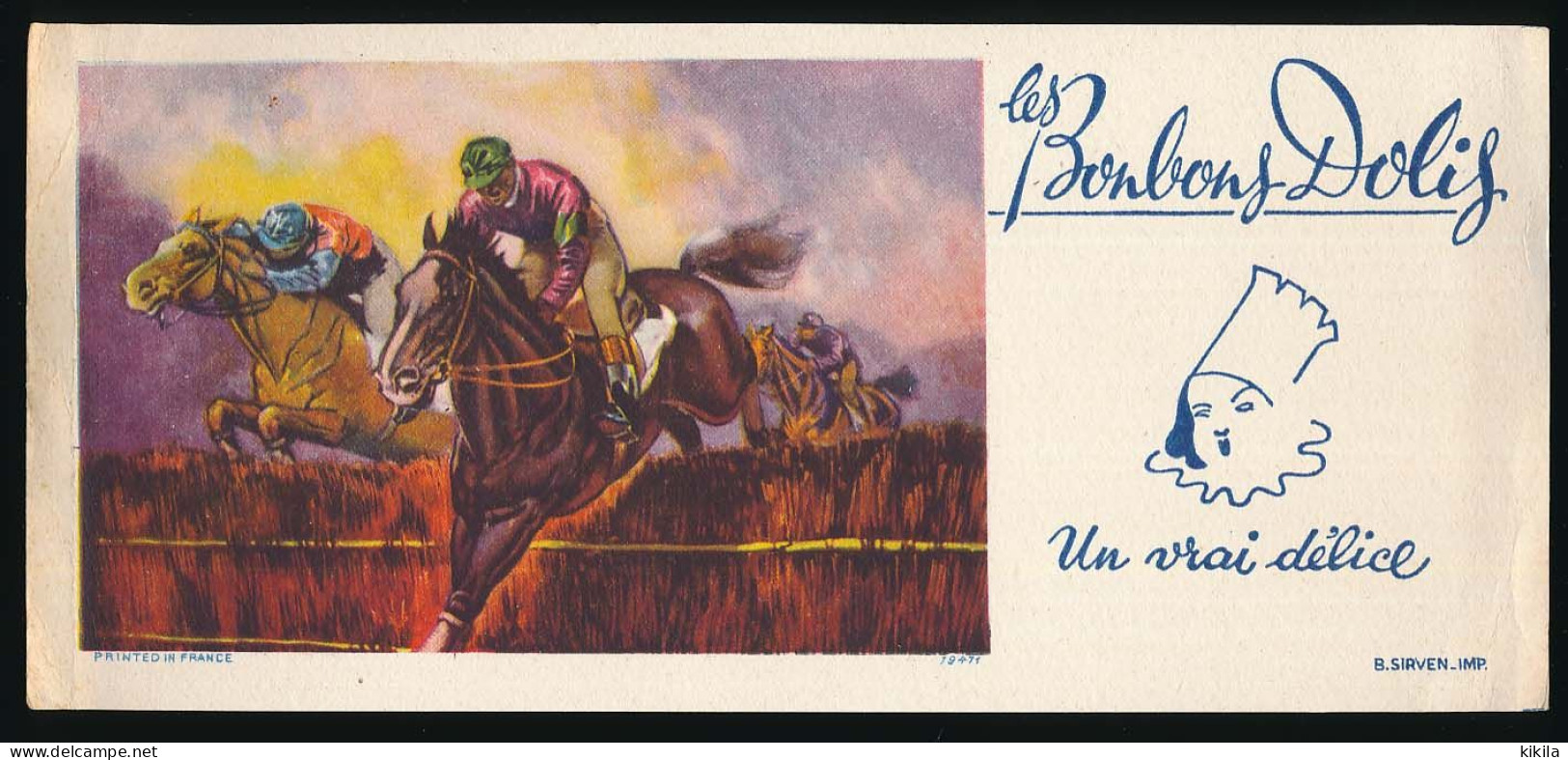 Buvard 23.3 X 10.5 Les Bonbons DOLIS Image 19471 Course Hippique Saut De Haie Cheval Jockey - Caramelle & Dolci