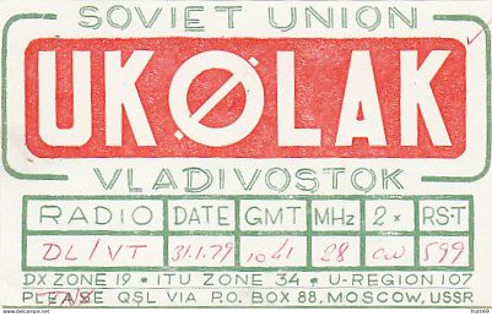 AK 210444 QSL - USSR - Vladivostok - Amateurfunk