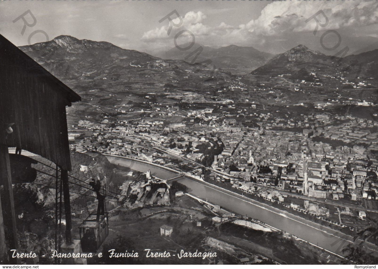 CARTOLINA  C11 TRENTO,TRENTINO ALTO ADIGE-PANORAMA E FUNIVIA TRENTO-SARDAGNA-VACANZA,BELLA ITALIA,VIAGGIATA 1958 - Trento