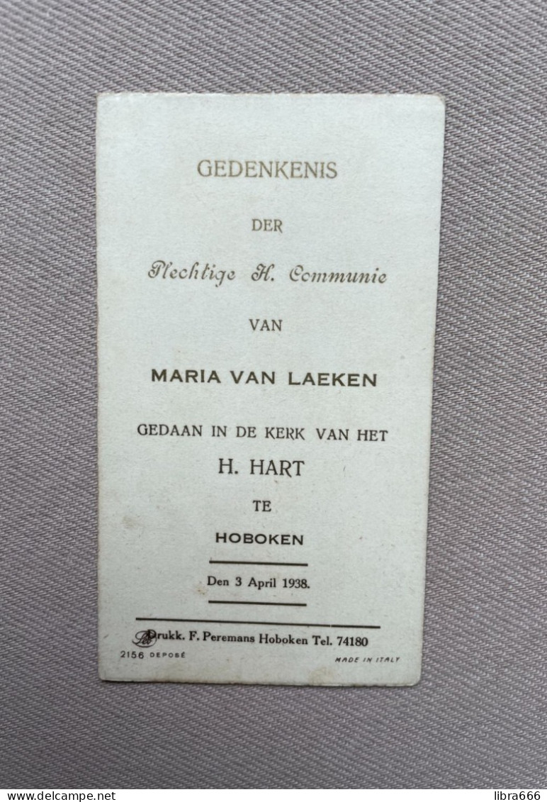 Communie - VAN LAEKEN Maria - 1938 - H. Hart - HOBOKEN - Kommunion Und Konfirmazion