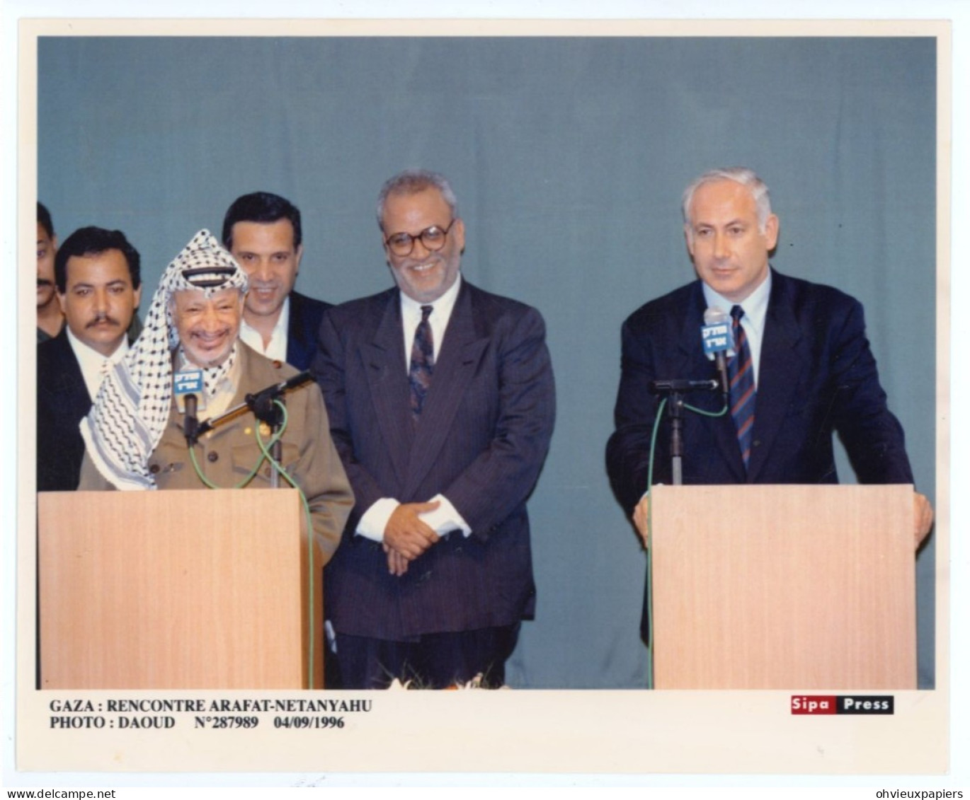 GAZA -  RENCONTRE YASSER ARAFAT  Et  NETANYAHU  7/9/1996 SIPA PRESS - Identifizierten Personen