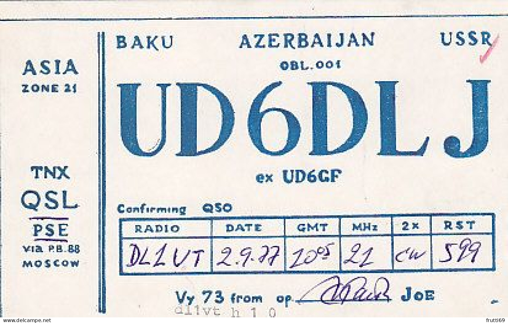 AK 210450 QSL - USSR - Azerbaijan - Baku - Radio Amateur