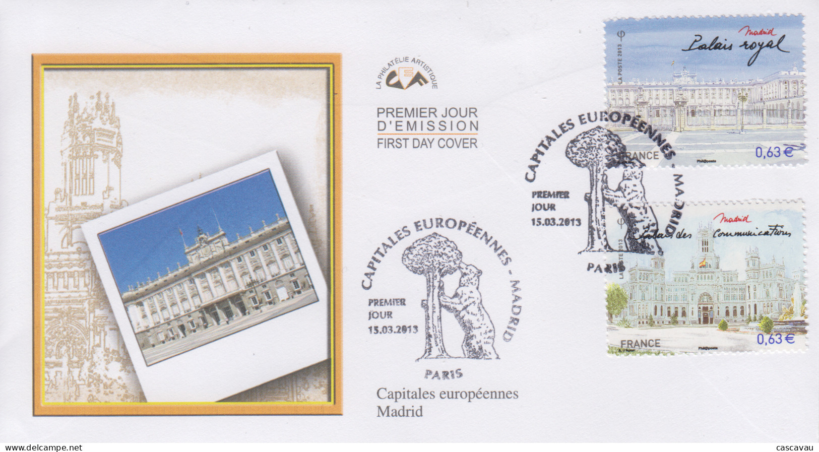 Enveloppe   FDC   1er   Jour    FRANCE    Capitale   Européenne  :  MADRID   2013 - 2010-2019