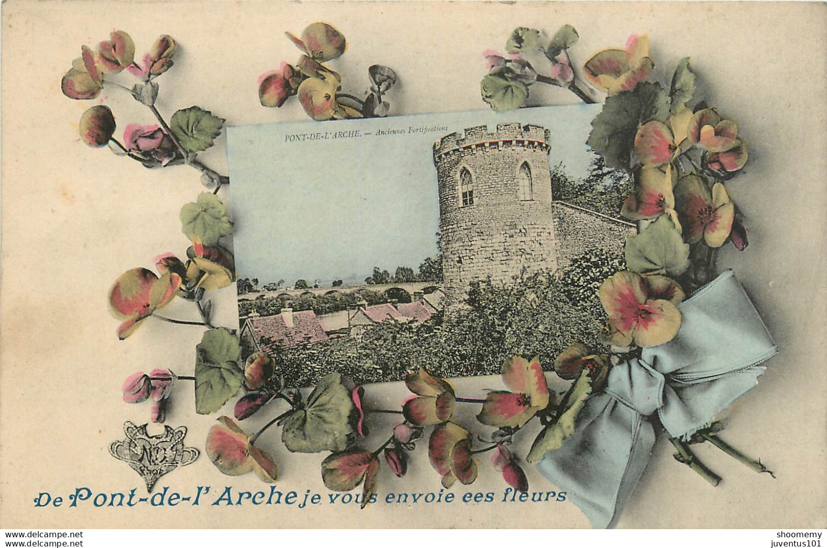 CPA De Pont De L'Arche Je Vous Envoie Ces Fleurs-Timbre      L1069 - Pont-de-l'Arche