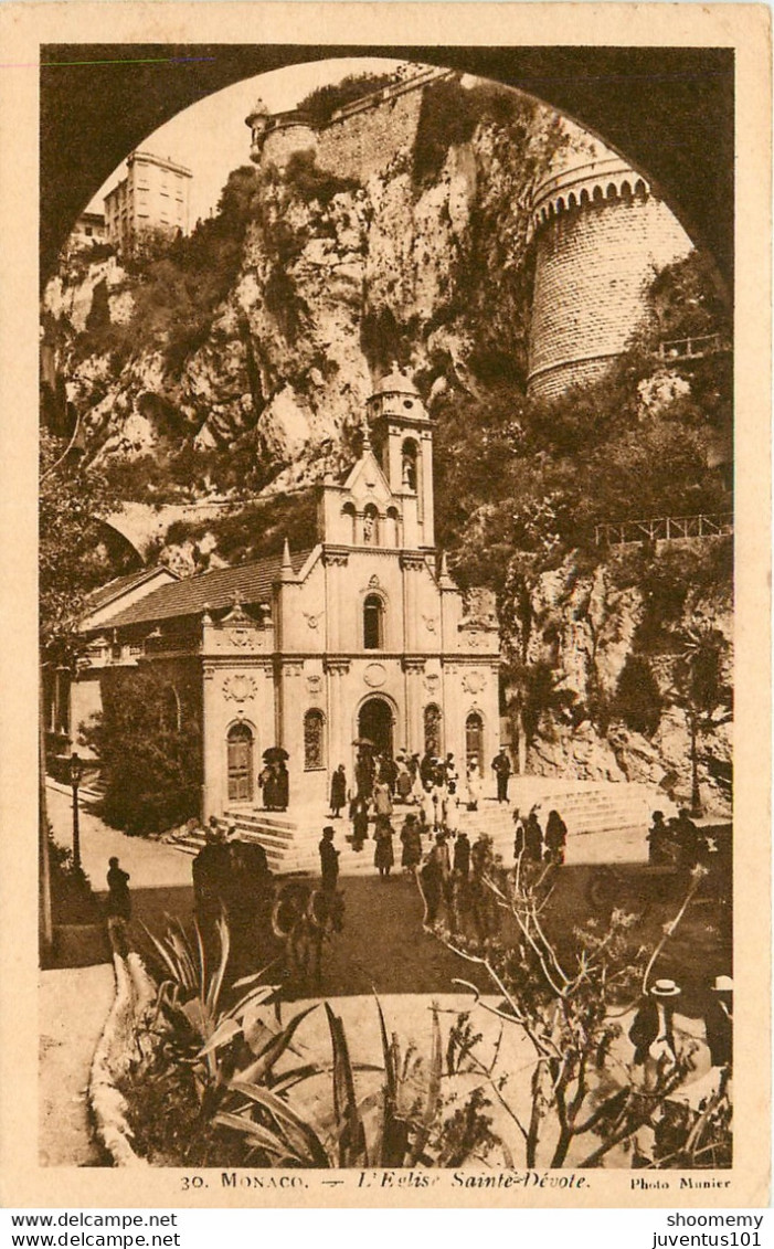 CPA Monaco-L'église Sainte Dévote-Beau Timbre     L1070 - Mehransichten, Panoramakarten