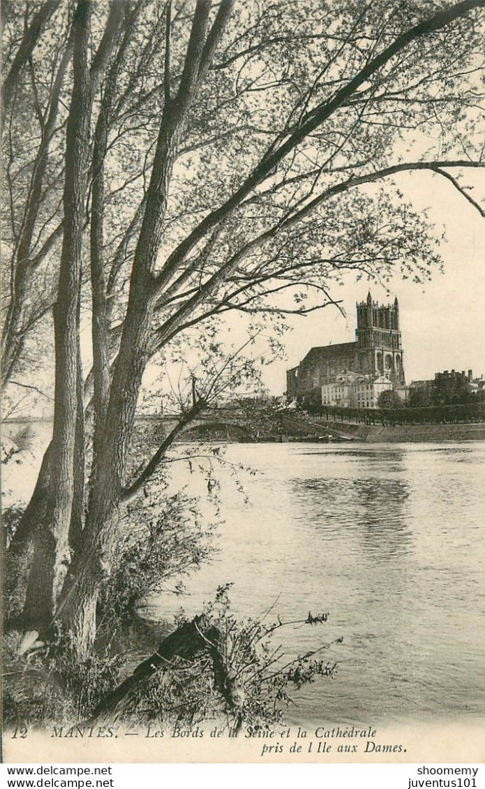 CPA Mantes-Les Bords De La Seine Et La Cathédrale-12-Timbre       L1747 - Mantes La Ville