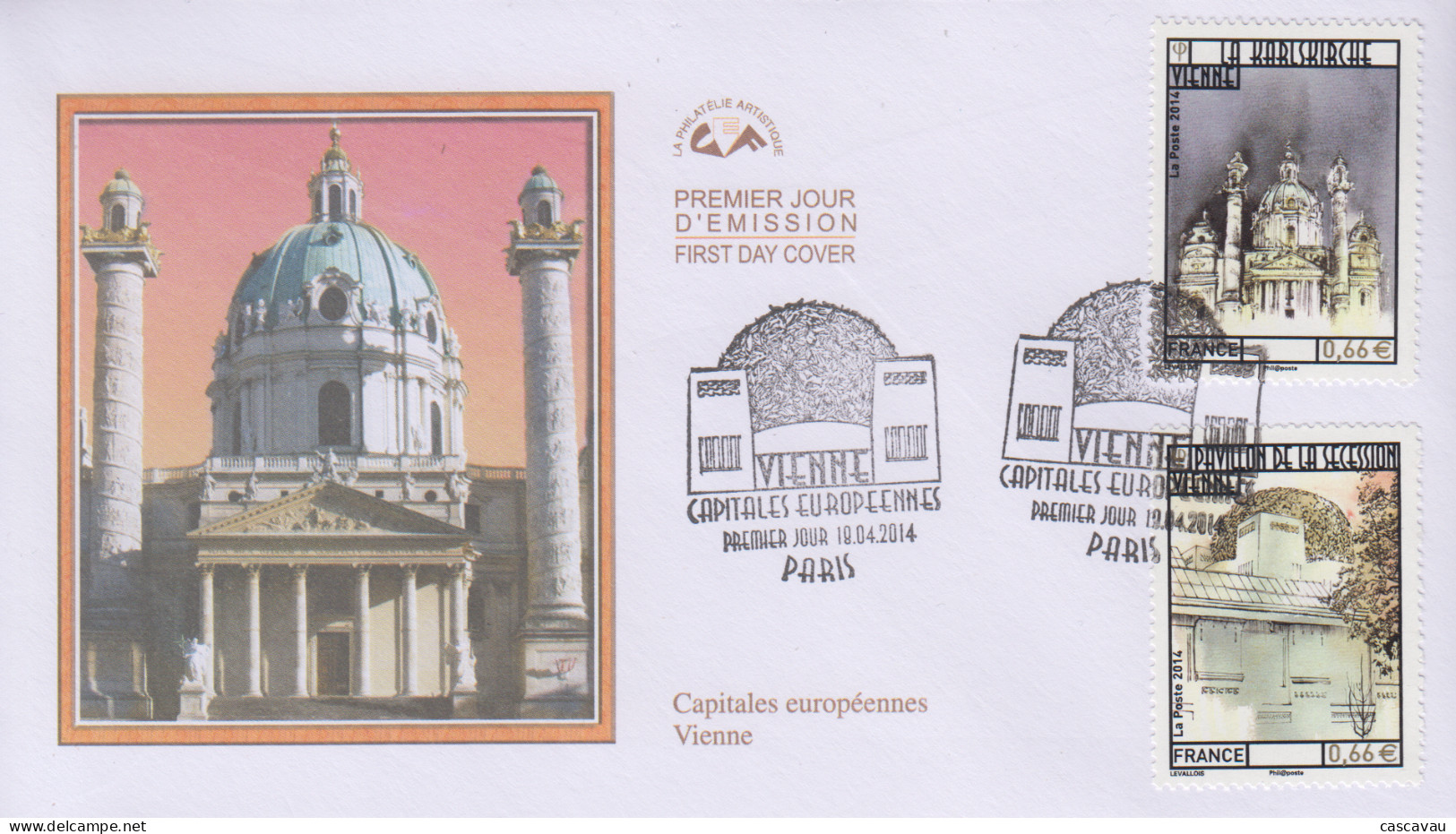 Enveloppe   FDC   1er   Jour    FRANCE    Capitale   Européenne  :  VIENNE   2014 - 2010-2019