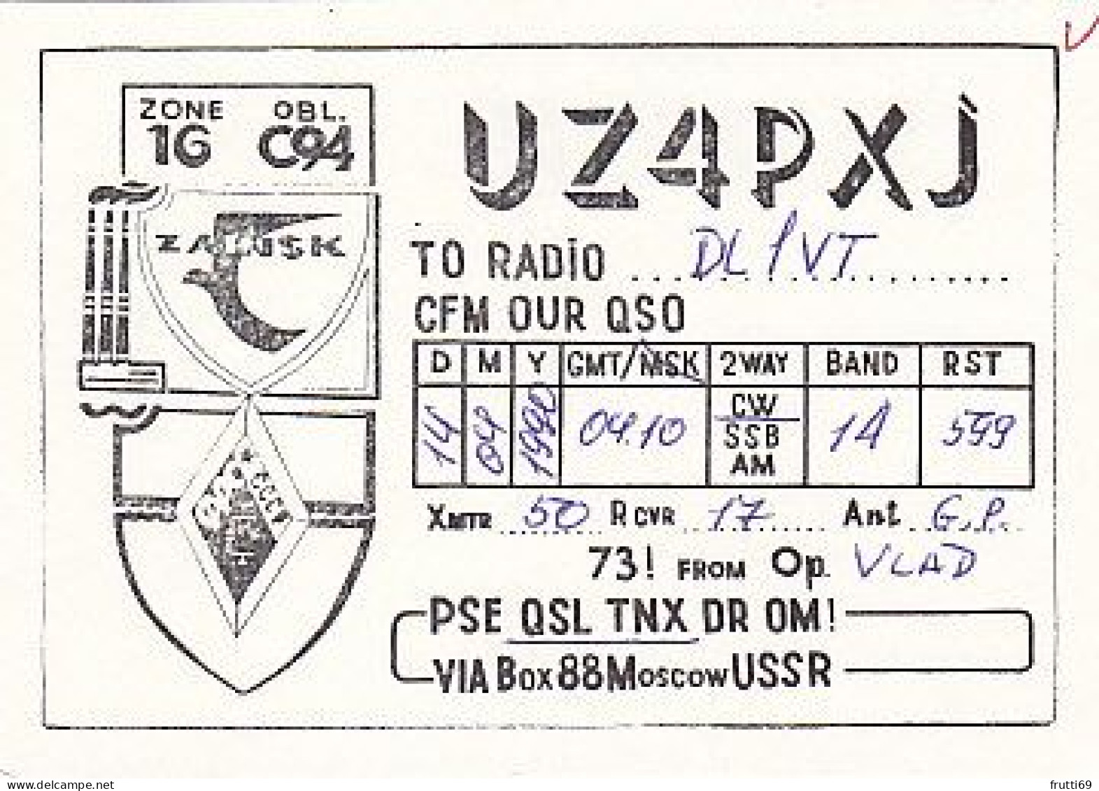 AK 210463 QSL - USSR - Togliatti - Radio-amateur