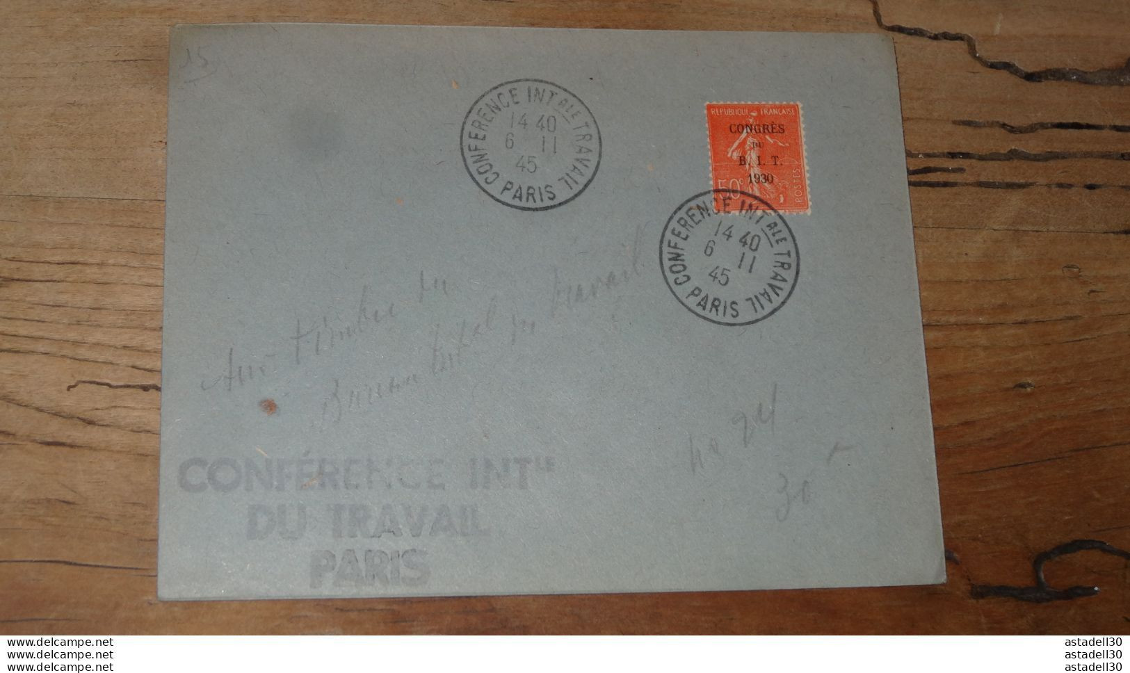 Enveloppe Cachet Conférence Internationale Du Travail 1945 Sur Timbre BIT 1930  ......BOITE1......... 349 - Brieven En Documenten