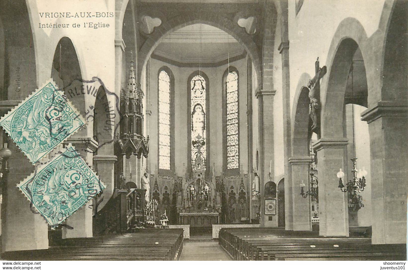 CPA Vrigne Aux Bois-Intérieur De L'église-Timbre    L1706 - Sonstige & Ohne Zuordnung