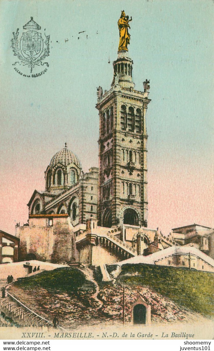 CPA Marseille-Notre Dame De La Garde-Timbre   L1711 - Notre-Dame De La Garde, Lift En De Heilige Maagd