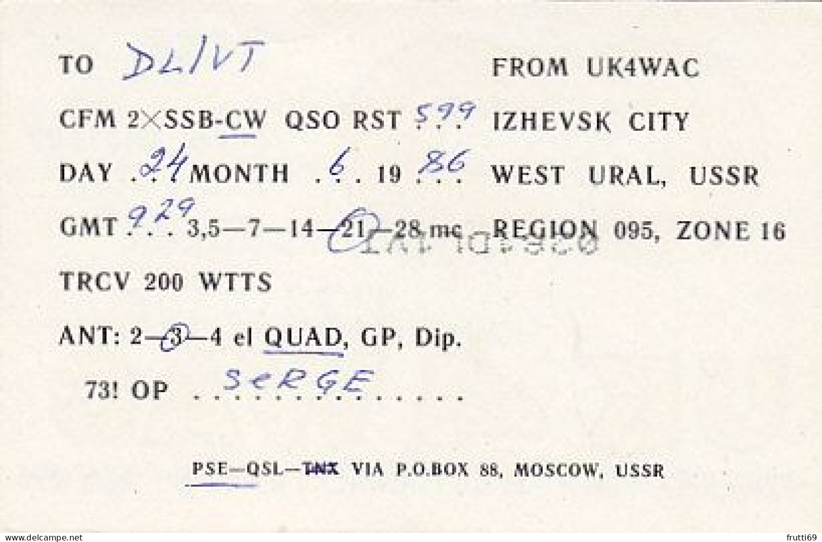 AK 210466 QSL - USSR - Izhevsk - Radio