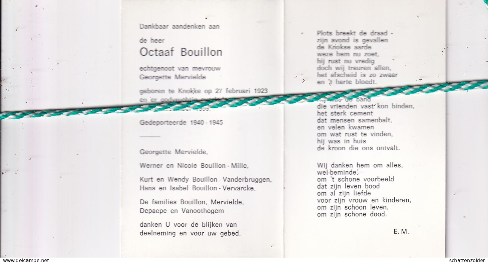 Octaaf Bouillon-Mervielde, Knokke 1923, 1999. Foto Fiets - Overlijden