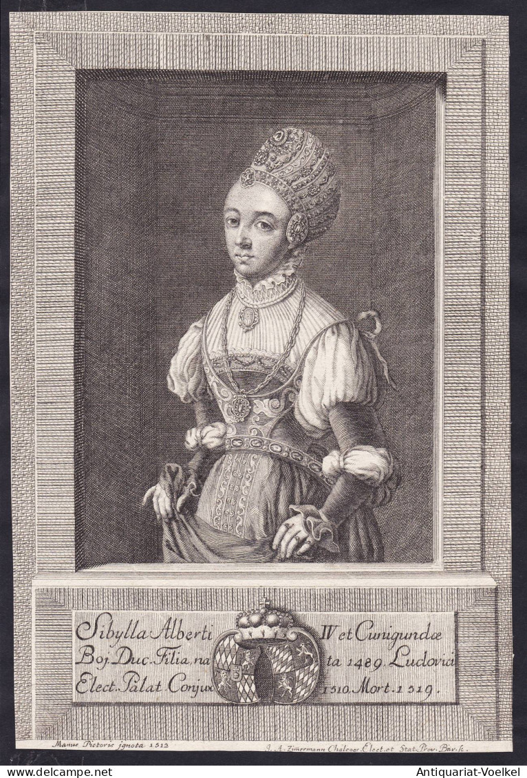 Sibylla Alberti IV. Et Cunigundae Boj. Duc. Filia... - Sibylle Von Bayern (1489-1519) Prinzessin München Witt - Estampes & Gravures