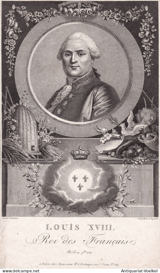 Louis XVIII. Roi Des Francais. - Louis XVIII (1755-1824) King Of France Roi König Frankreich Portrait - Estampes & Gravures