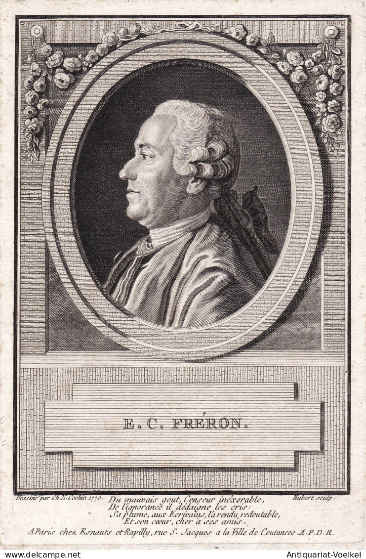 E. C. Freron - Elie Catherine Freron (1718-1776) French Literary Critic Journaliste Critique Portrait - Stiche & Gravuren