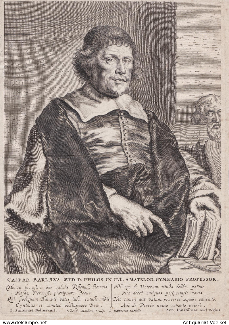 Caspar Barlaeus Med. D. Philos. In Ill. ... - Casparus Barlaeus (1584-1648) Dichter Poet Professor Amsterdam D - Prenten & Gravure