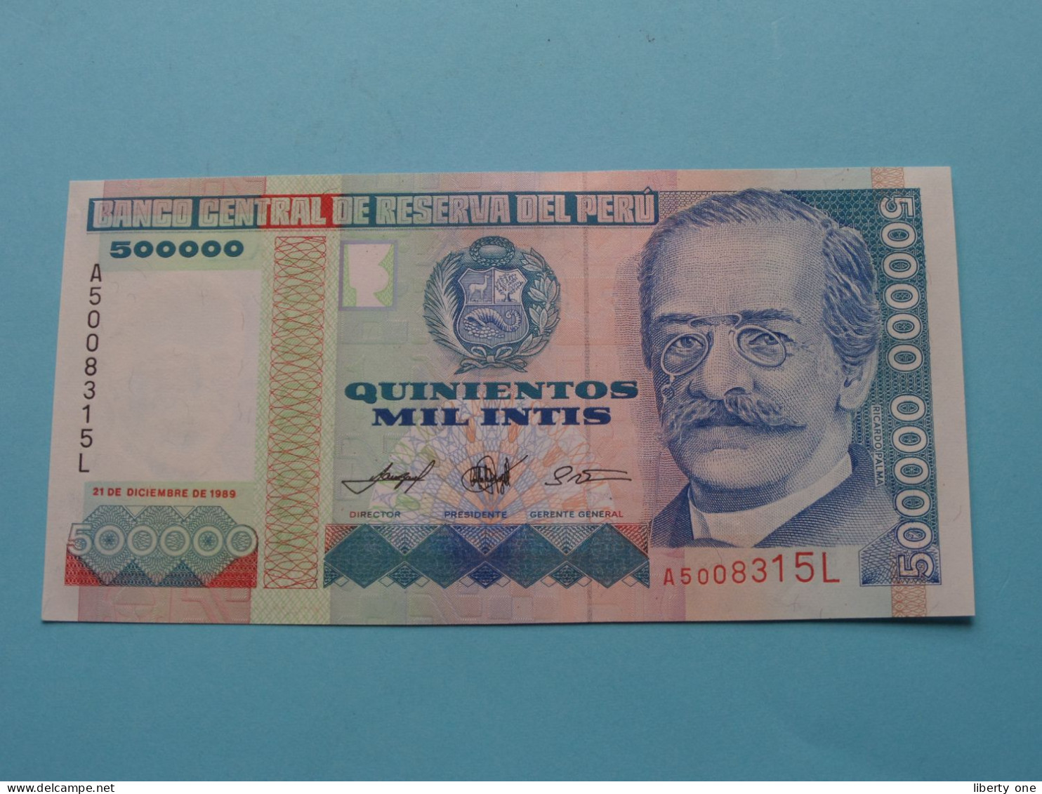500000 Quinientos Mil Intis () Banco Central PERU - 1989 ( For Grade See SCANS ) UNC ! - Peru