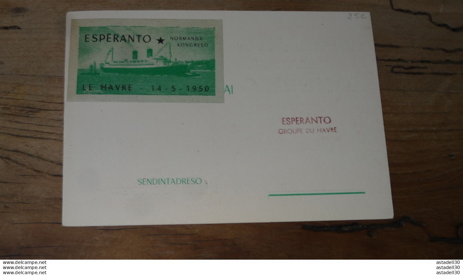 Carte Congrés De L'esperanto Au HAVRE 1950 + Vignette Au Dos  .....BOITE1....... 354 - Lettres & Documents