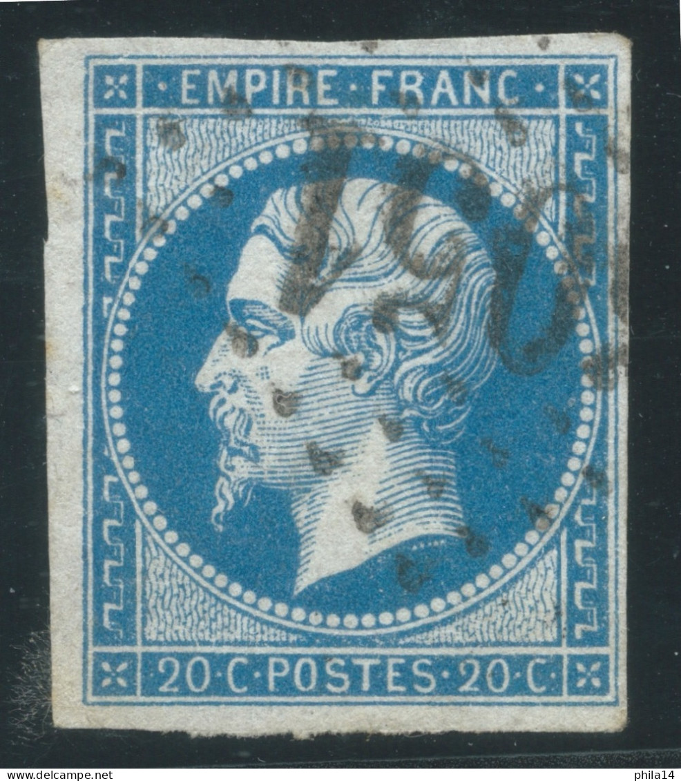 N°14 20c BLEU NAPOLEON TYPE 2 / OBLITERATION GC 5051 ORAN ALGERIE - 1853-1860 Napoléon III
