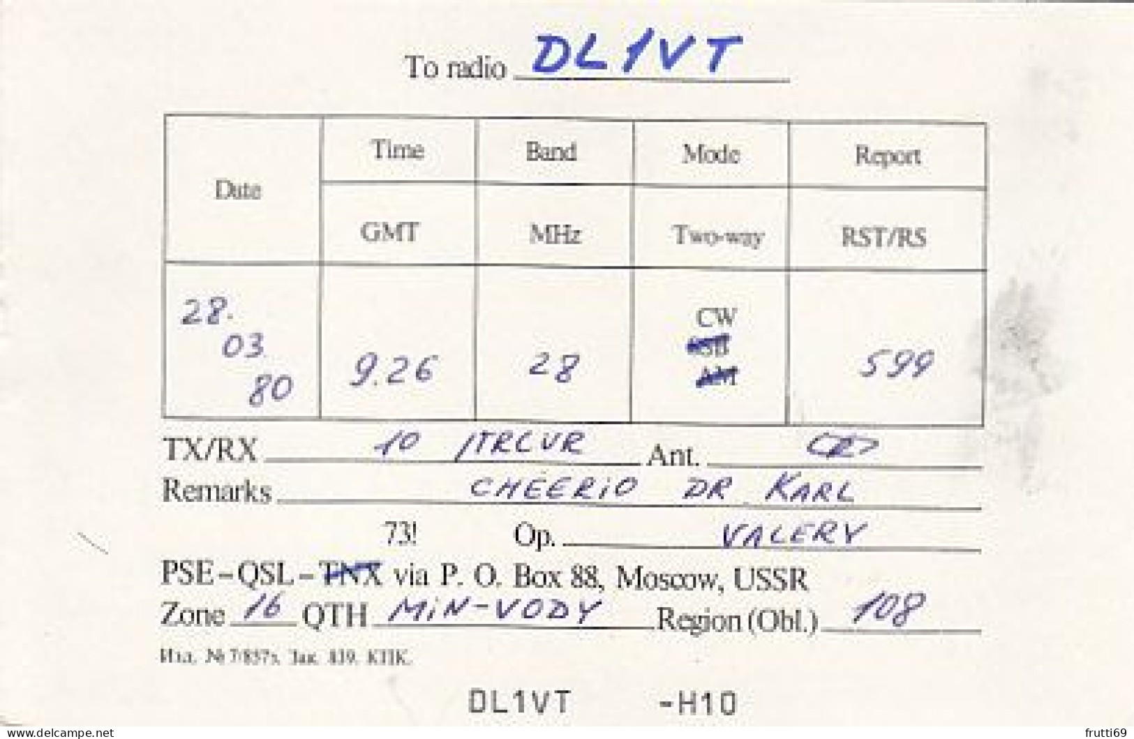 AK 210478 QSL - USSR - Min-Vody - Amateurfunk