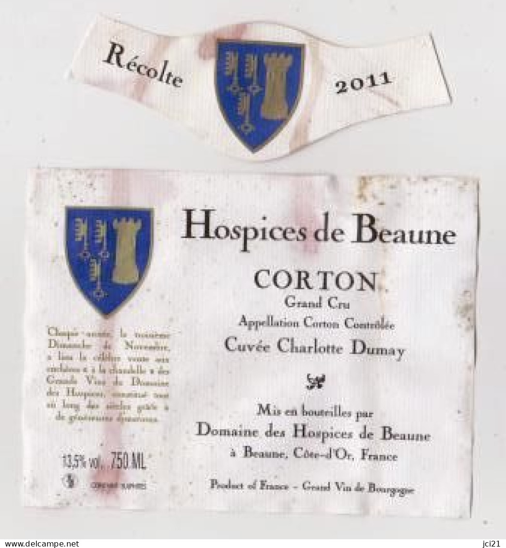 Etiquette Et Millésime HOSPICES DE BEAUNE " CORTON Grand Cru 2011 " Cuvée Charlotte Dumay (2874)_ev420 - Bourgogne