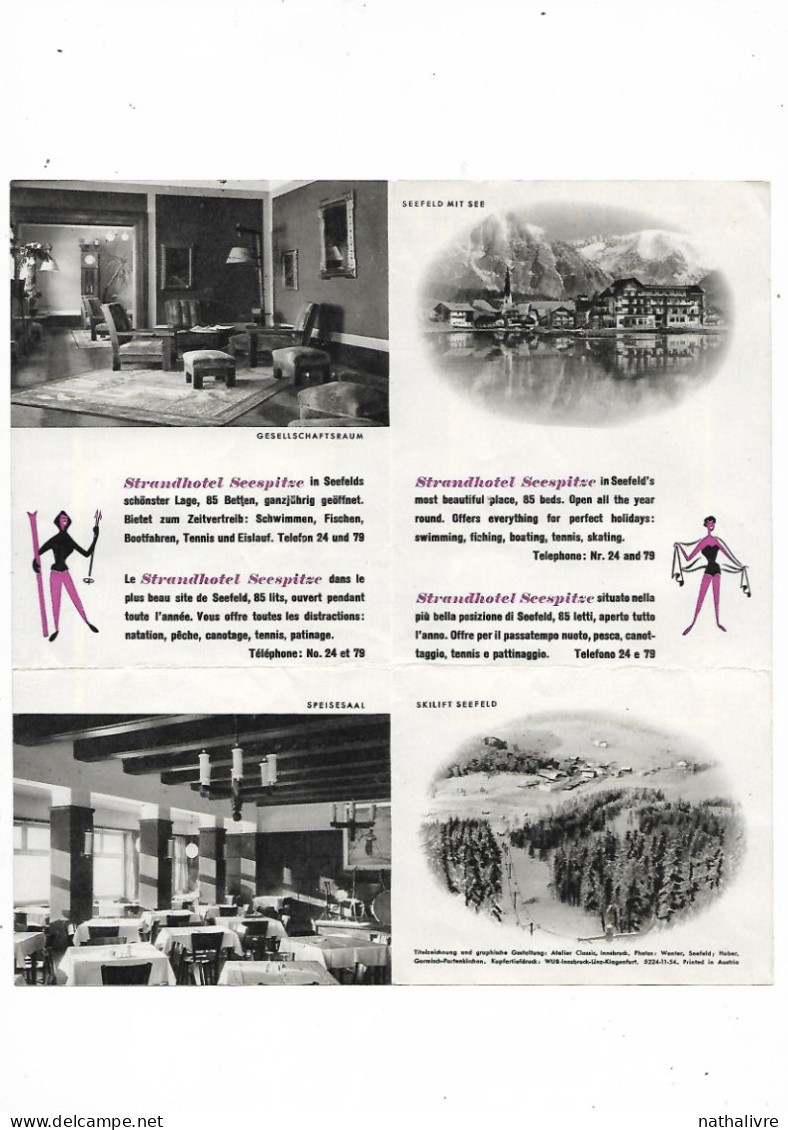 SEEFELD.TYROL STRANDHOTEL SEESPITZE Années 50/60 - Tourism Brochures