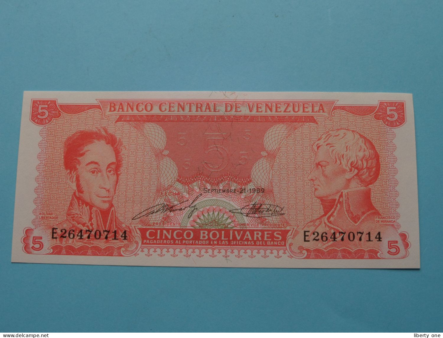 5 - Cinco BOLIVARES ( 1989 ) Banco Central De Venezuela ( For Grade, Please See Photo ) ! - Venezuela