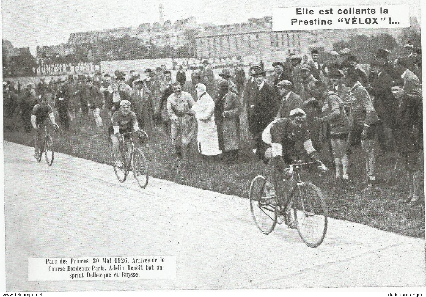 CYCLISME , PARC DES PRINCES ARIVEE DE LA COURSE BORDEAUX PARIS : ADELIN BENOIT BAT AU SPRINT ....... - Cyclisme