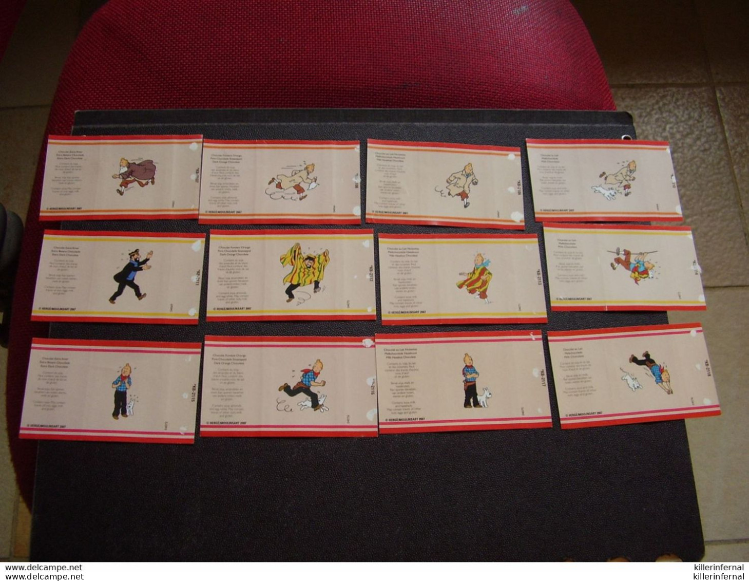 Lot Chromos Images Vignettes Tintin Moulinsart 2007  Emballage Chocolat Nehaus - Altri & Non Classificati