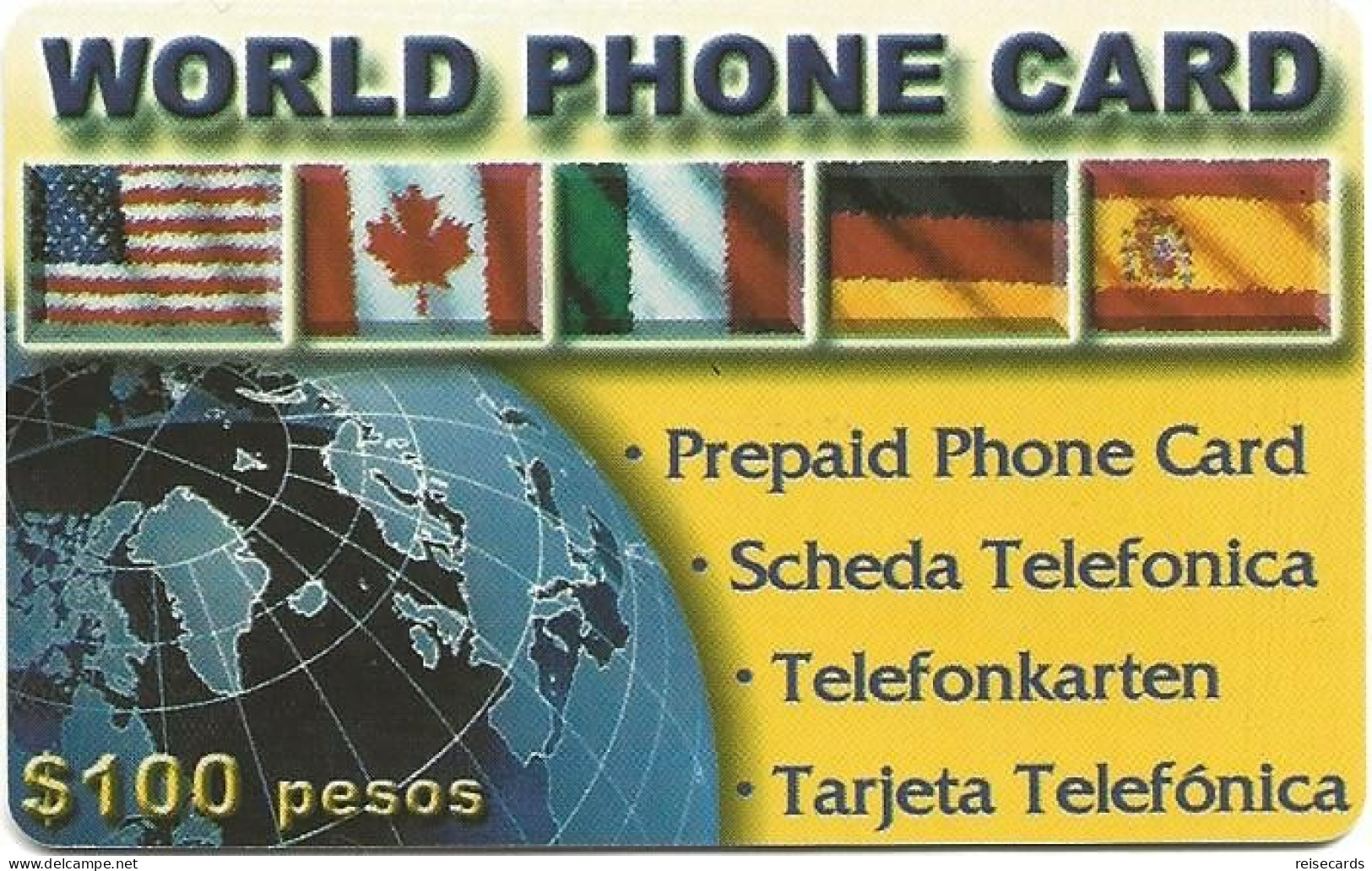 Mexico: Prepaid B-Tel - World Phone Card, Flags - Mexico