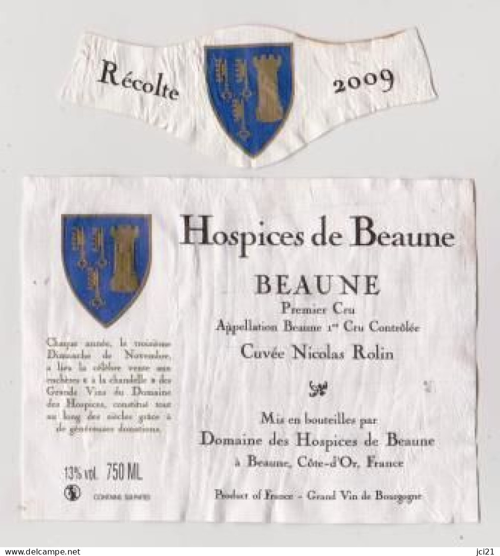 Etiquette Et Millésime HOSPICES DE BEAUNE " BEAUNE 1er Cru 2009 " Cuvée Nicolas Rolin (2917)_ev506 - Bourgogne