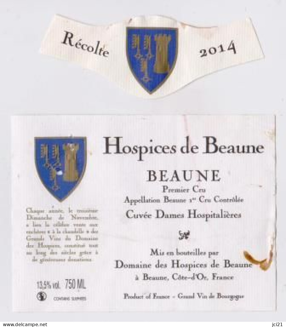 Etiquette Et Millésime HOSPICES DE BEAUNE " BEAUNE 1er Cru 2014 " Cuvée Dames Hospitalières (2890)_ev505 - Bourgogne