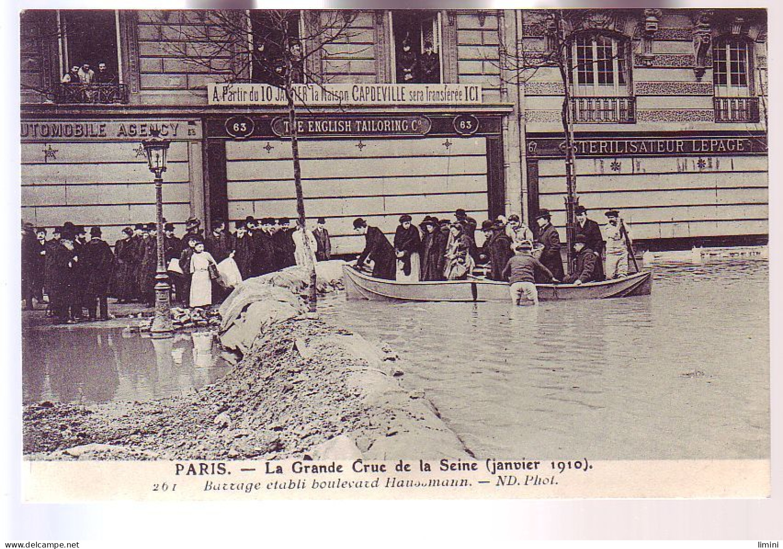 75 - INONDATION 1910 - PARIS - BARRAGE BOULEVARD HAUSMANN  - ANIMÉE - - Paris Flood, 1910