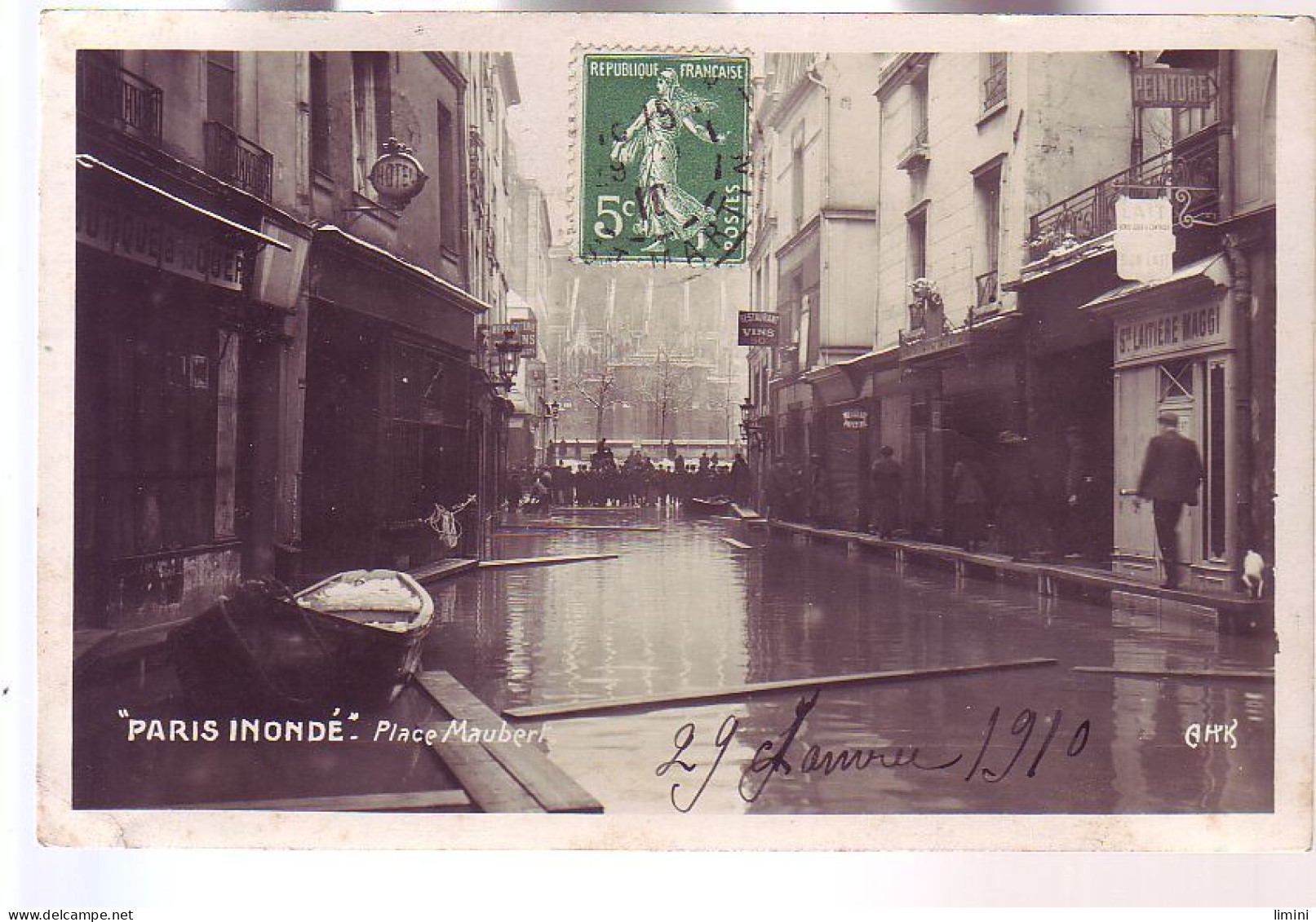 75 - PARIS - PLACE MAUBERT - ANIMÉE - - Paris Flood, 1910