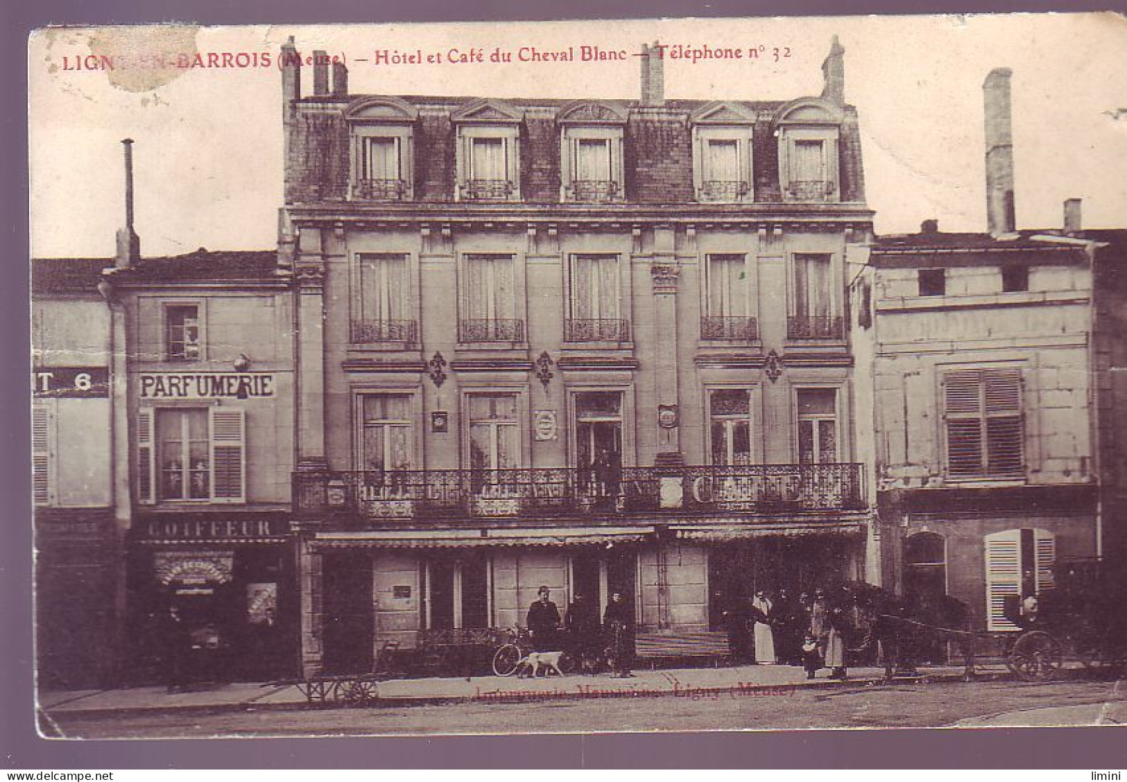 55 - LIGNY En BARROIS - HÔTEL Et CAFÉ Du CHEVAL BLANC - ANIMÉE - ATTELAGE - - Ligny En Barrois