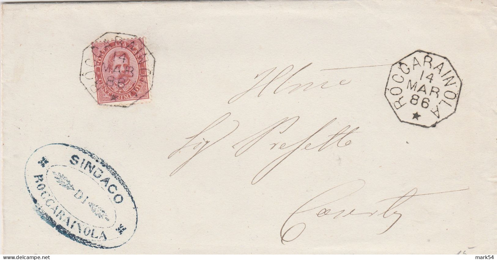 E 326 Roccarainola (Caserta) Ottagonale Del 1886 - Storia Postale